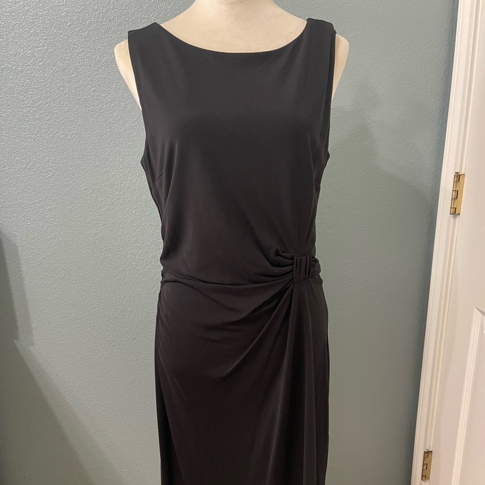 Ann Taylor Black Midi Dress with Knot Detail